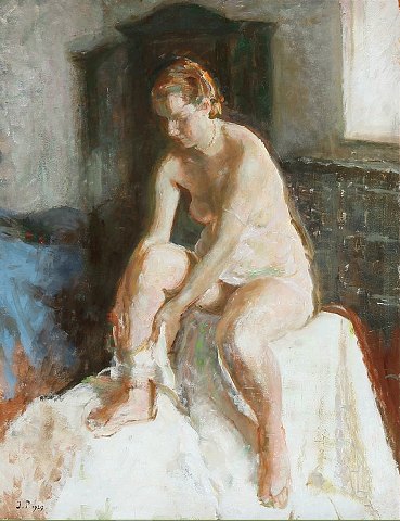 "The model rests" Oil on canvas, the painting is relined with new canvas.
