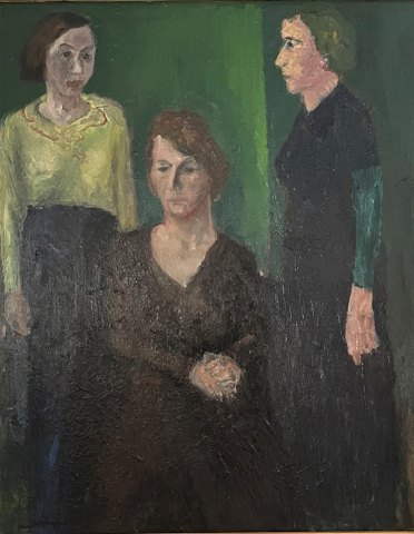 "Familiebillede" 3 generationer, kunstnerens moder, hustru og kunstnerens datter, kunstmaleren Annelise Søndergaard, museums kvalitet. Er netop blevet renset og efterset hos konservator.