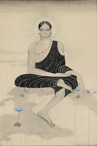 "Oriental portrait" The artist has executed this work in  watercolor.