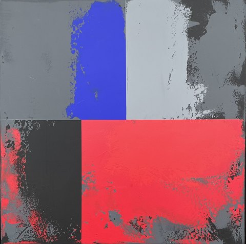"Concrete Composition" – oil painting on canvas, mounted in a black  frame from Freese & Sønner.