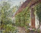"Flowering trees in front of the rectory" Oil on canvas, exhibited at 
Charlottenborg in 1912.