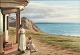 "2 unge kvinder nyder solen ved Vesterhavet" Olie maleri på lærred.
