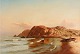 "Motif from rocky coast" Large beautiful oil painting in original gold frame, 
has just been cleaned by a professional.