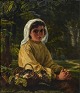 "Girl with fruit basket in the woods" Oil painting on Canwas.