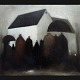 "The Church in Winter" Oil painting on canvas, mounted in a wide silver  frame.