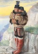 "Greenlandic woman with child" Oil painting on canvas in good original condition.
